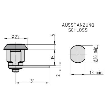 Hebelschloss HS 310 für universelle Verwendung mit Mutter 2/4 Schlüssel