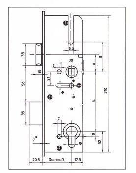 KFV Reparatur Hauptschloß AS8250 Dorn 35/40/45/65mm, PZ92