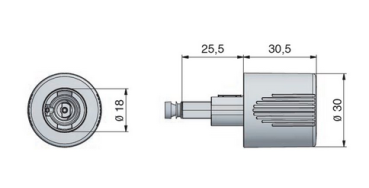 Preview: MLM Zylinderdrehknopf 445 für Drehstangenschloss 0248