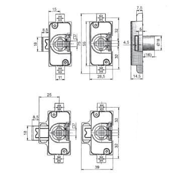Preview: Drehstangenschloss MLM 0248 Dornmaße 15/25/30 für Drehknauf/Vierkantaufnahme