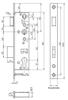 Rohrrahmenschloss Serie RR01 PZ92 Dorn 25-45mm / 8mm / Stulp 16 oder 24mm