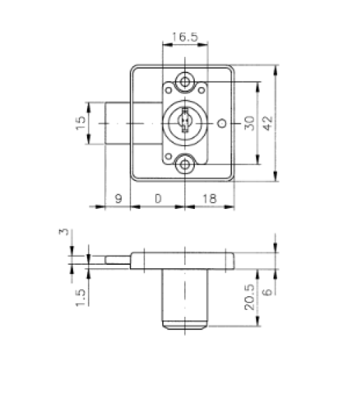 Hekna Möbel Aufschraubschloss 1275