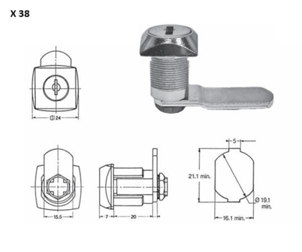 Hebelzylinder EUROLOCKS X38 mit Klammer_2