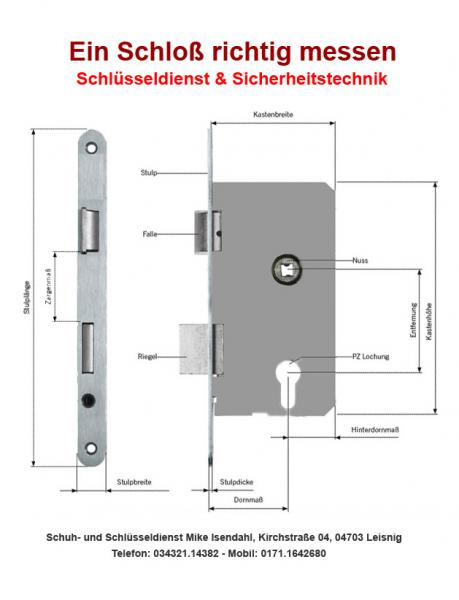 Einsteckschloß für Objekt-Innentüren Kl.3 PZ 72/55 R/L